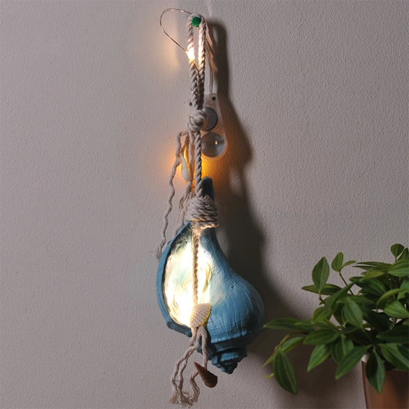 2 Pcs Mediterranean Style Resin Simulation Conch Pendant Marine LED Ornaments Gifts Home Party Beach Wall Decor | Дом и сад