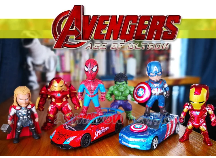 8 шт./лот фигурки Marvel Мстители Капитан Америка паук Железный человек танос Халк украшение автомобиля аксессуары модель игрушки