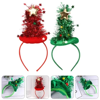 

2pcs Christmas Tree Shape Design Headdress Headband Hair Hoop (Red Green)