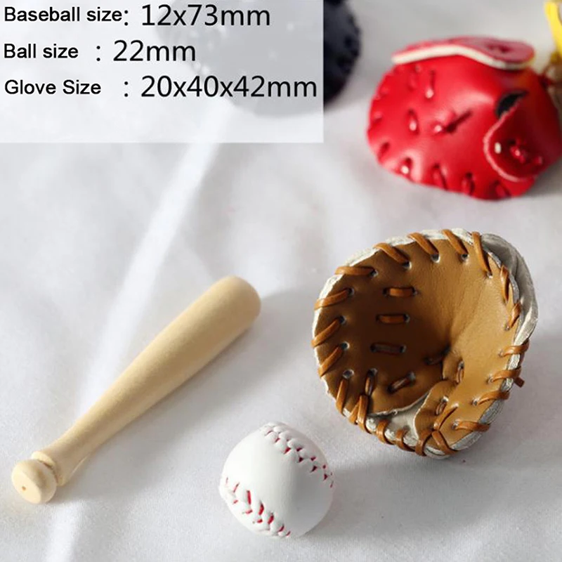 1:12 Dollhouse miniature furniture sport accessory baseball bat & mitt set 2_ 