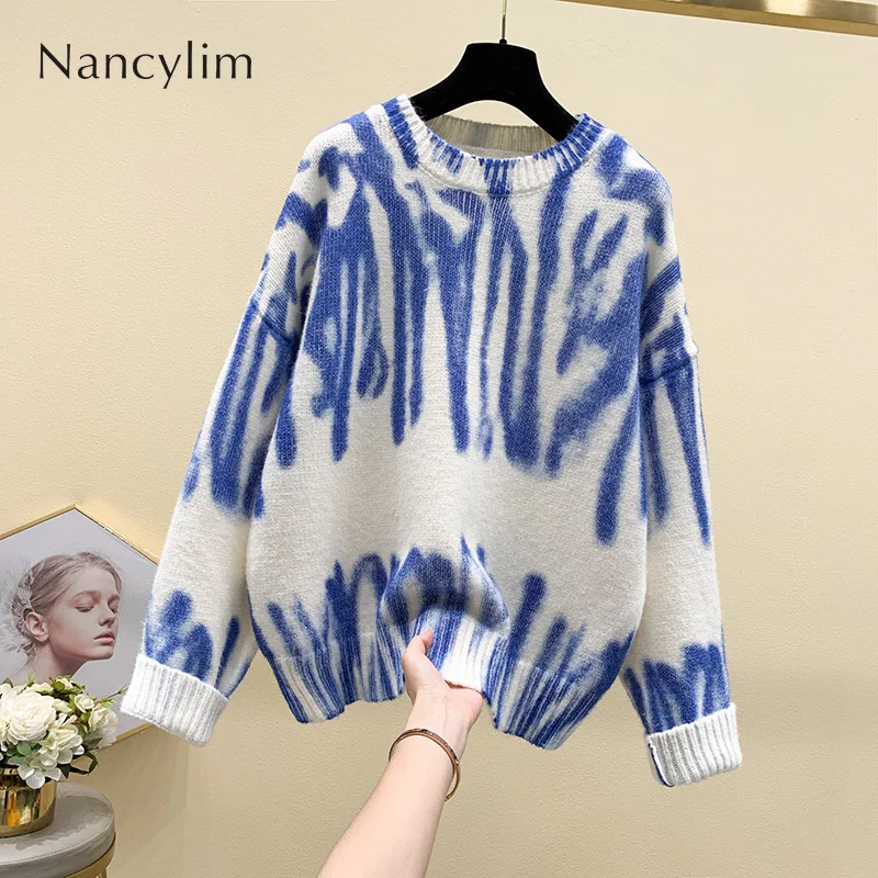 

Harajuku Knitwear Loose Jackets for Women 2019 Autumn Clothes New Striped Pull Sweaters Jackets Femme Warm Sweater Coat Jumper