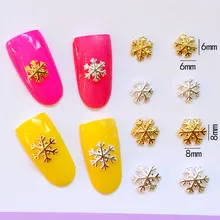 Металлические украшения для ногтей в японском стиле, 6 мм, 8 мм, золото и серебро, стерео Снежинка, сделай сам, сплав, маленькие аксессуары для ногтей