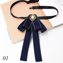 Blouse Bow Tie Collar Flower Handmade JK Suits Bow Shirt Collar with Gem Students Career Uniform Decor Business Ribbon Bowtie