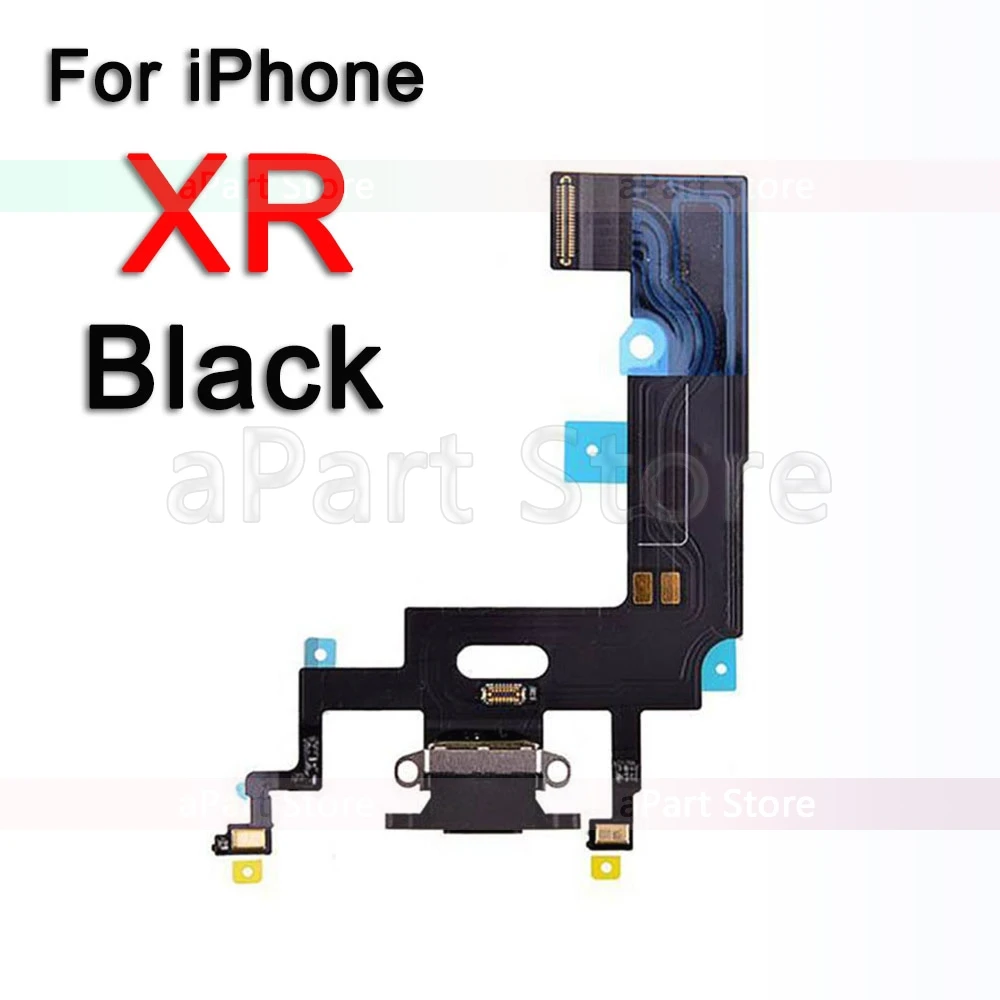 Нижняя док-станция для зарядки для iPhone Xs Max X XR 7 8 Plus USB зарядное устройство Порт платы док-станция разъем микрофон гибкий кабель Замена - Цвет: For iPhone XR Black