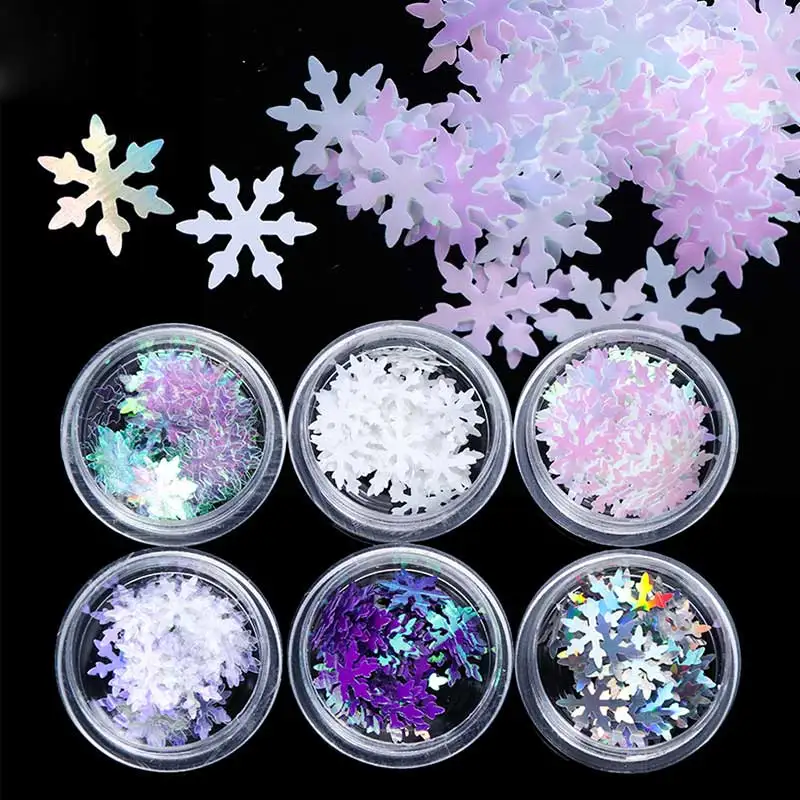 

BeautyBigBang 6 Box Christmas Nail Sequin Set Laser Mix Snowflake DIY Dust Nail Art Glitter Ornament BBB2