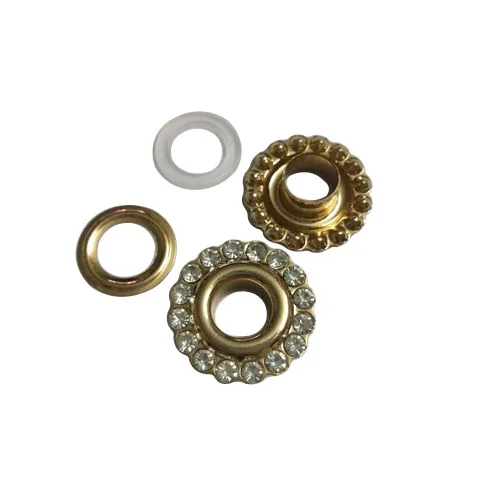 Light gold 50 компл./лот 4 цвета 20 мм круглые металлические медные Стразы люверсы хрустальные алмазные люверсы стеклянные люверсы - Цвет: Light gold