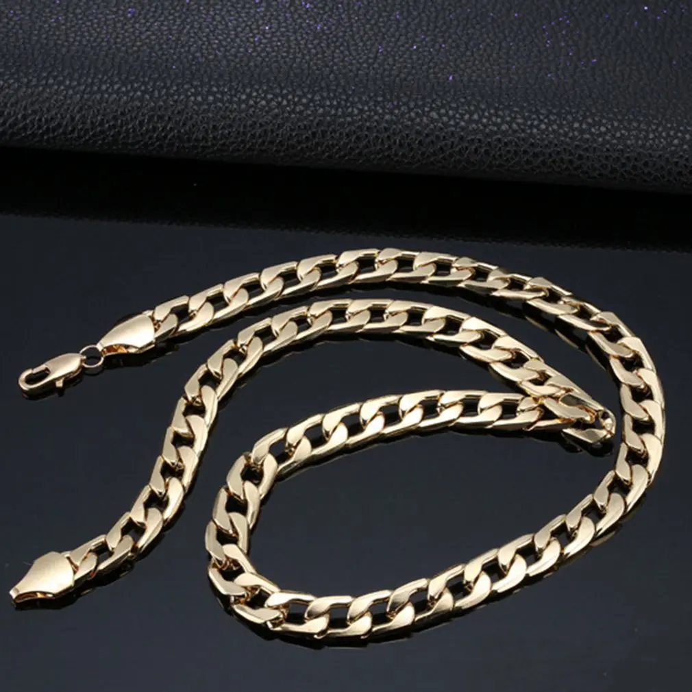 

Punk Hip Cuban Link Gold Chain Rapper Men Necklaces Street Fashion Popular Metal Alloy Long Chain Decorative Jewelry Present