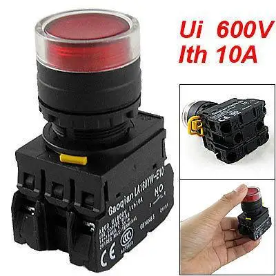 

1NO 1NC Contact Momentary Action Type Electric Red LED Push Button Switch