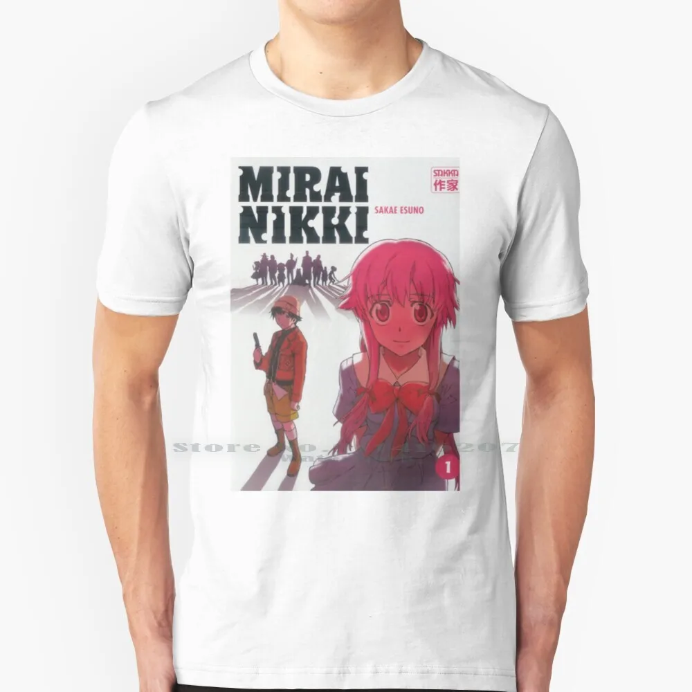 Mirai Nikki - Future Diary Cover 1 T Shirt 100% Puro Cotone Mirai Nikki Future Gasai Yuno Gasaiyuno Manga Anime Yukki Yoshitaka