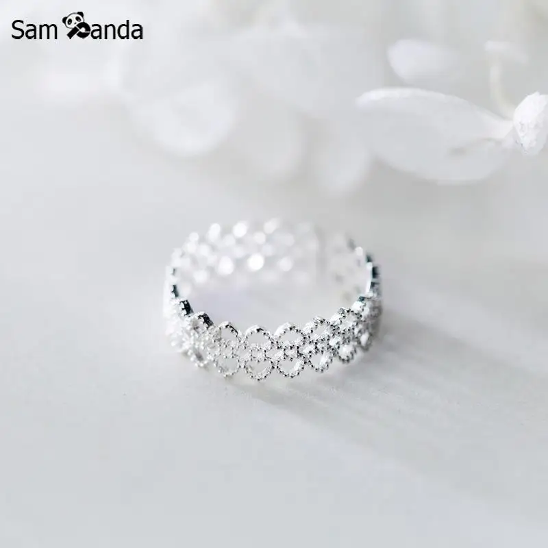 Серебряное кольцо Sampanda S925 кружевное в Корейском стиле женское Оригинальное