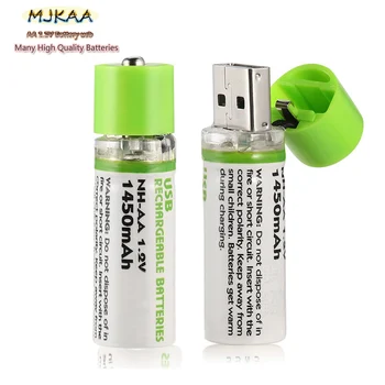 

New MJKAA NI-MH 2A 1.2V 1450mAh Usb Rechargeable Aa Battery for Remote Control, Razor and Radio