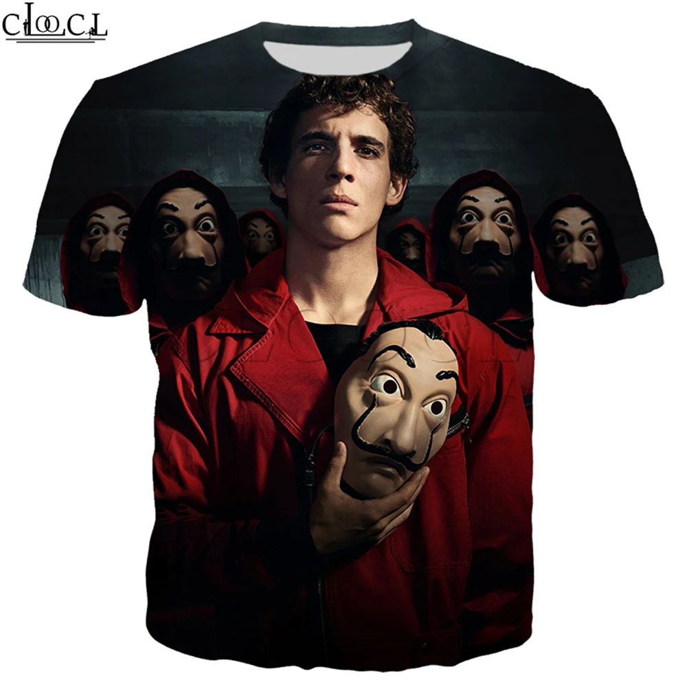 T Shirt 9 La Casa De Papel футболка 3D принт для женщин мужчин короткий рукав Кофты деньги кража бумажный дом Повседневная Уличная Топы - Цвет: T Shirt 9
