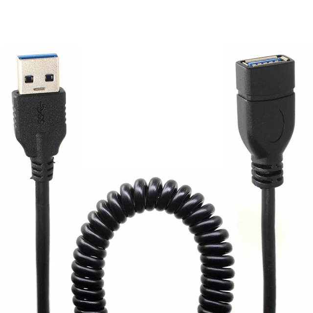 Spiral Coil USB Cable USB 3.0 Male to Female Extension Cord 1.5 m