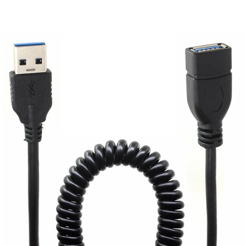 Спиральный USB-кабель с катушкой 3 0 штекер-гнездо Удлинительный шнур 1 5 м/3 фута |