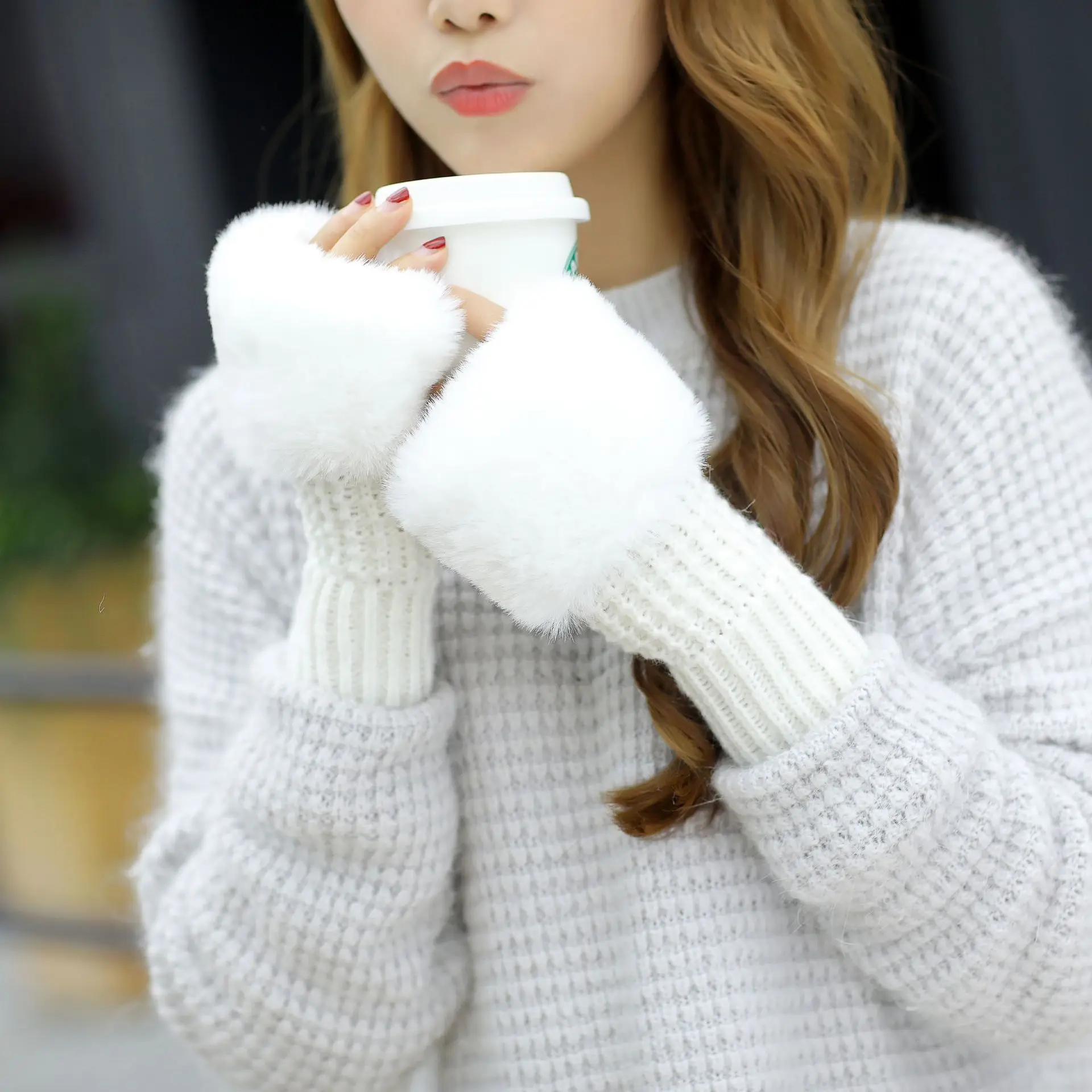 Новая шерстяная шапка женская зимняя шарф перчатки из трех частей Корейская Повседневная дикая осенняя и зимняя плюс бархатная Милая вязаная шапка tide