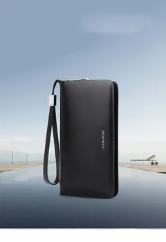 

Man with wallet, long style, zipper, youth handbag, large capacity, cowhide business wallet