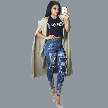 

New Fashion Womens Destroyed Ripped Distressed Slim Denim Jeans Boyfriend Jeans Sexy Hole Pencil Trousers 2019