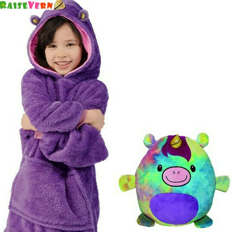 

Kids Pajamas Multi-function Blanket Pajamas Blanket Sweatshirt Huggle Pets Hoodie Plush Blanket Pillow Camping Warm Coat