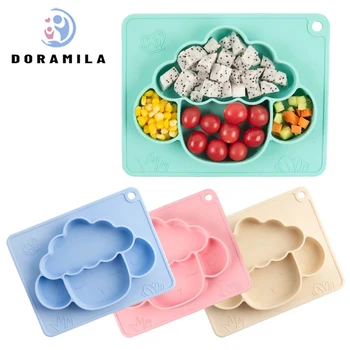 Baby Plate Duck Dishes Table Mat Silicone platos Suction Tray Antislip Mini Mat Children Kids Meal Fruits Feeding pratos