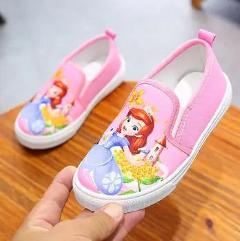 

New Children Canvas Shoes Girls Sofia Princess Fashion Cotton Padded Sneakers Christmas/Halloween Shoes Size 25-36