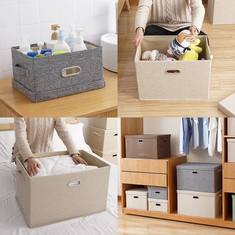 Foldable Storage Bin with Lid [1PCS] Decorative Storage Box Organizer  Containers Basket Cube with Handles Divider for Bedroom Closet Office  Living