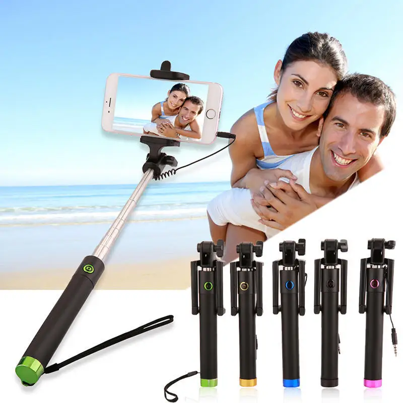 

New Extendable Selfie Stick Handhold Self-timer Rod Stand Wired Mobile Phone Monopod Remote Control for Iphone Samsung Huawei