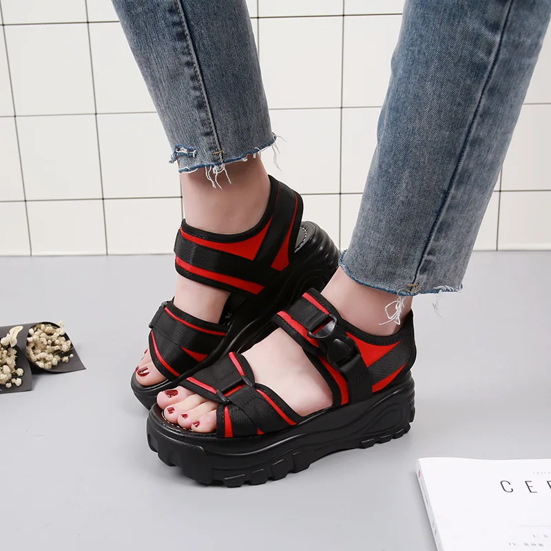 

2019 Sandals Women's Students Spring And Summer New Style Versatile Korean-style Platform Thick Bottomed Low Heel Casual Student