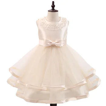 

Girl Elegant Birthday Party Dress Bow Princess Dress Lace Banquet Clothing Girls Wedding Attendance Costume Kids Christmas Gift