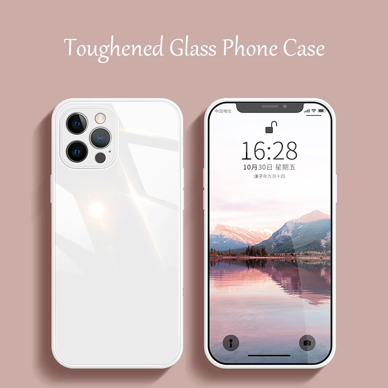 Toughened Glass Phone Case For iPhone 13 12 Mini 11 Pro XS Max SE 2020 Soft TPU Frame Cover For iPhone XR X 8 7 6s 6 Plus Case apple 13 pro max case