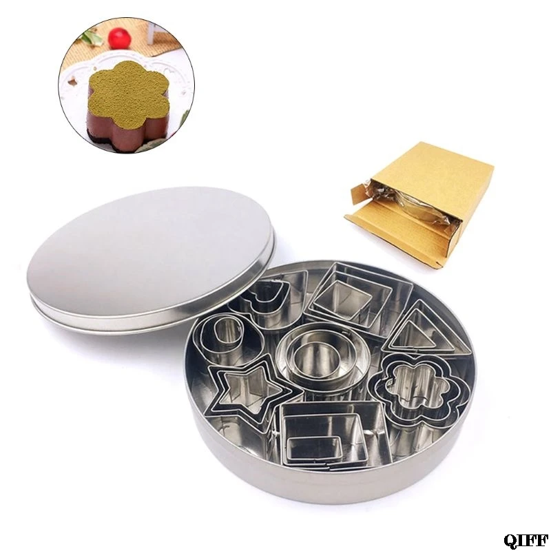Cookie Cutter Shapes Set- 24 Small Molds to Cut Out Pastry Dough, Pie Crust Fruit Flower Heart Star Geometric Shapes Cut