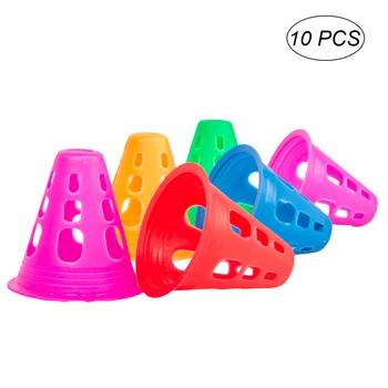 

10Pcs Multi-purpose Plastic Cone for Soccer Roller Skating Physical Sports Training (Random Color)