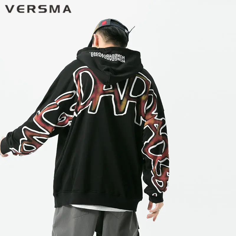 

VERSMA Korean Harajuku University Vintage Hoodie Sweatshirt Men Tracksuit Chic Streetwear Oversize Sweatshirts For Teens Friends