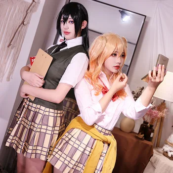 

LANLAN citrus Aihara Yuzu Mei Medium length double ponytail orange wig V-shaped bangs with long black hair Role playing wig