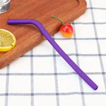 

2pcs Reusable Silicone Straws Home Party Drinking Straw with Cleaning Brush Food Grade Foldable Straight Drink Accessory