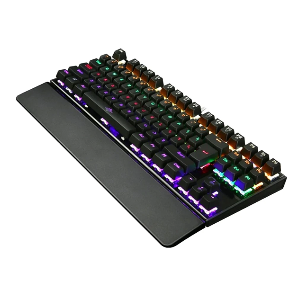 

K28 Backlit Gaming Mechanical Keyboard Colorful LED USB Wired Game Keyboard 26 Keys Anti-ghosting Free Hand Care