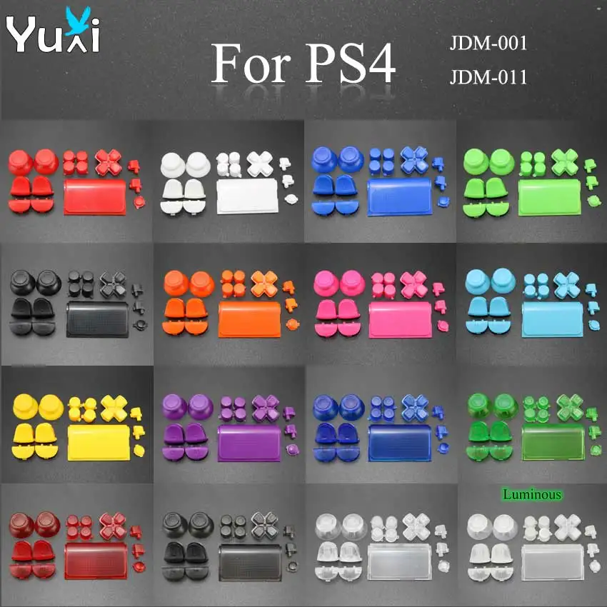 

YuXi Full Set Replacement Parts Buttons Grip Caps D-Pad L1 L2 R1 R2 for Sony Playstation Dualshock 4 PS4 DS4 Gamepad Controller