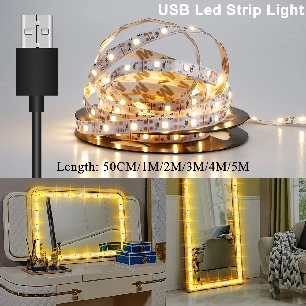 DC 5В USB линейное светодиодное освещение светодиодные ленты 60leds/M 2835SMD HD ТВ Настольный Экран Подсветка лента для светодиодной ленты ламповый