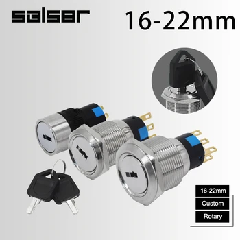 

16/19/22mm DIY 2/3 Positions Rotary Knob Buttons Selector 3/6 Pins Foot With Connector Plug Key Metal Push Button Switch