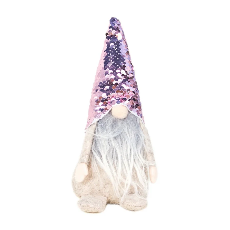Swedish Christmas Santa Nordic Elf Plush Gnome Doll Figurine Ornament Sequins Hat Pocket Home Holiday Decorations - Цвет: H