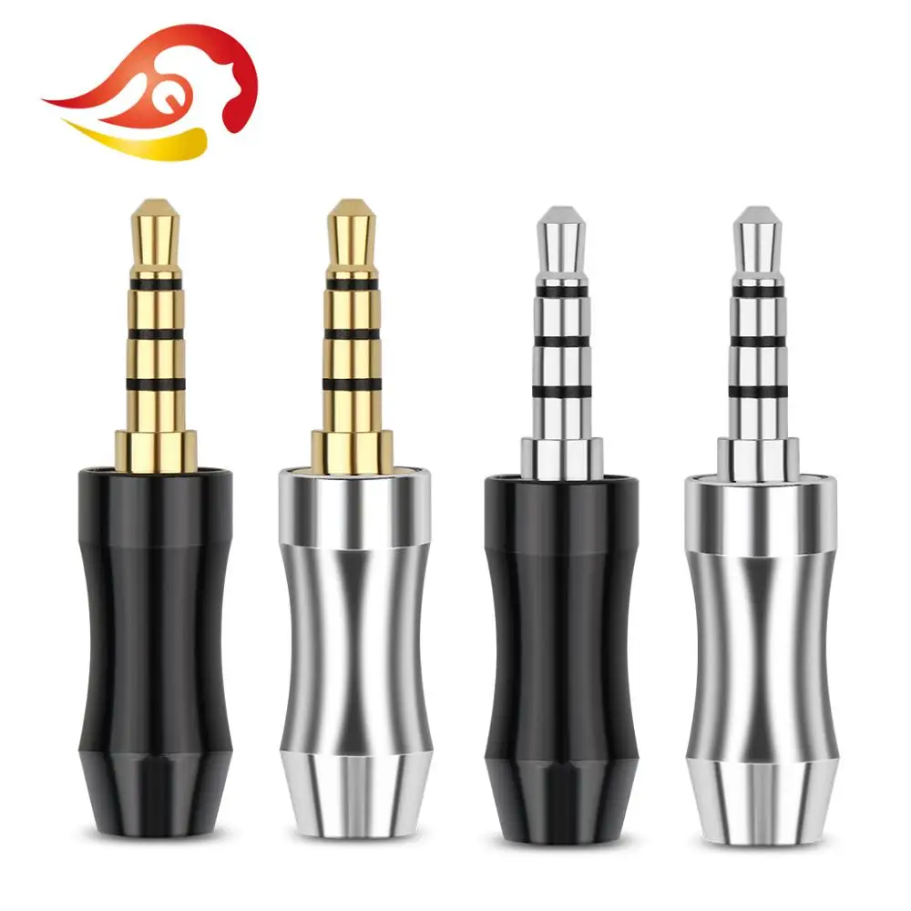 QYFANG 3.5mm Koptelefoon Plug 4 Pole Stereo Rhodium/Vergulde Koperen