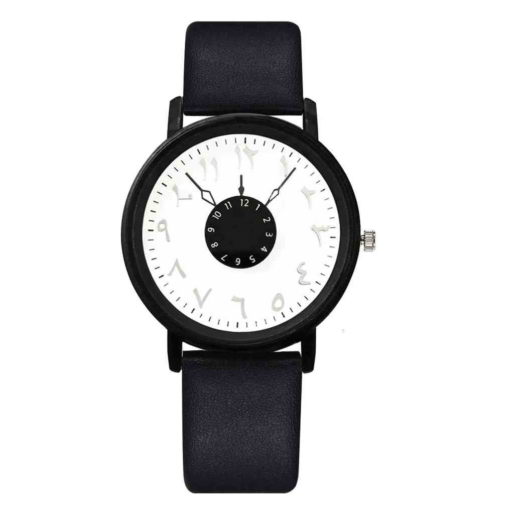 Лидер продаж женские кожаные часы с арабскими цифрами Роскошные креативные кварцевые часы с поворотным циферблатом Прямая поставка