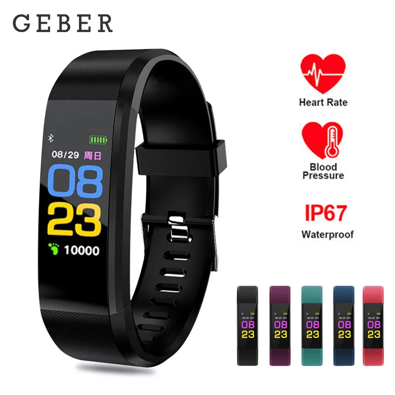 

Smart Bracelet Watch 115 Plus Smart Wristband Fitness Tracker Waterproof Blood Pressure Heart Rate Monitor Smart Watch Women