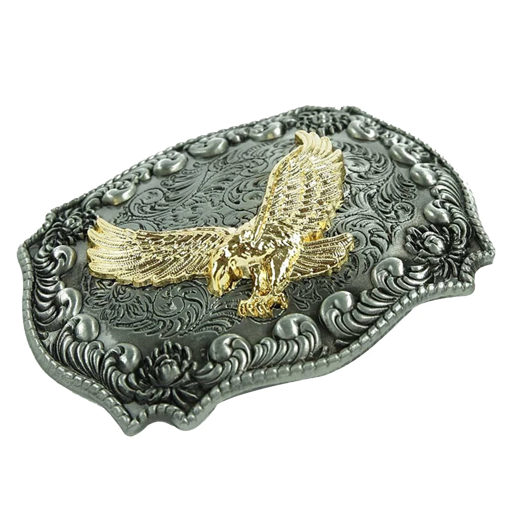 Vintage Embossed Gold Alloy Eagle Western Cowboy Men Belt Buckle Accessories