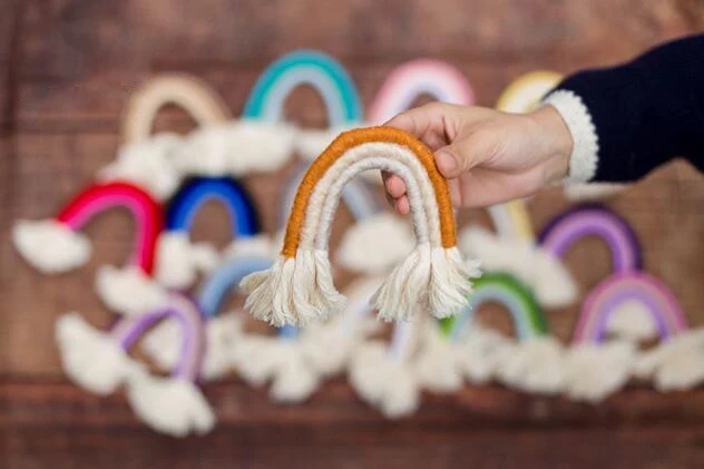 Ylsteed Newborn Photo Props Hand Made Cotton Rainbow Style Rope Home Deco Newborn Photography Accessories Baby Picture Idea