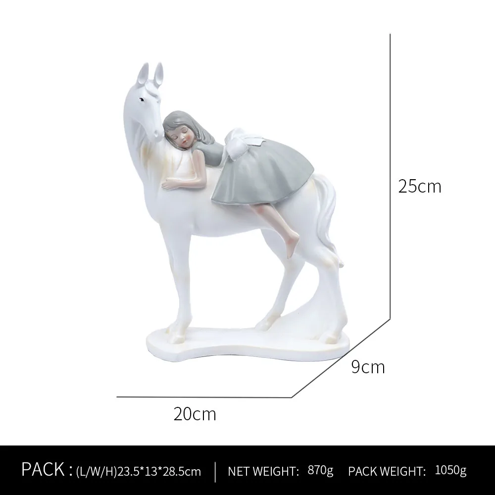 Ornaments For Home Cute Girl Rabbit Elephant Horse Statues Sculptures Figurines For Interior Room Decor Living Room Decoration