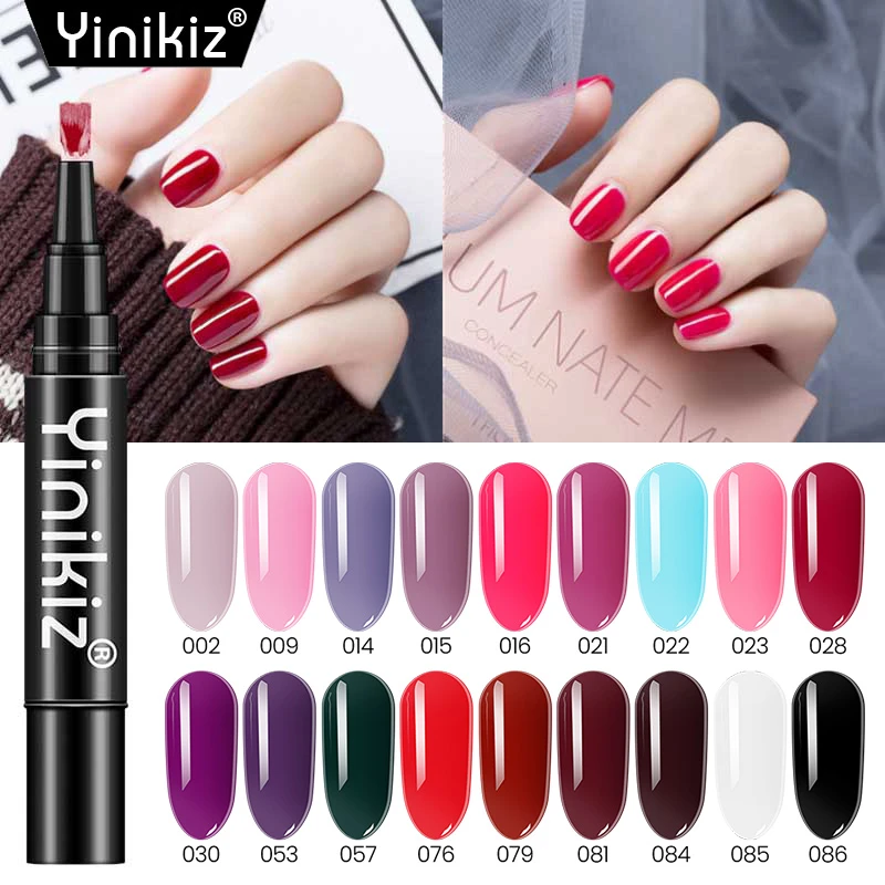Yinikiz One Step Nail Gel Polish Pen Uv Led Gel Pen Varnish Lacquer 3 In 1 Nail Art Manicure Soak Off Gel Polish Nail Gel Aliexpress
