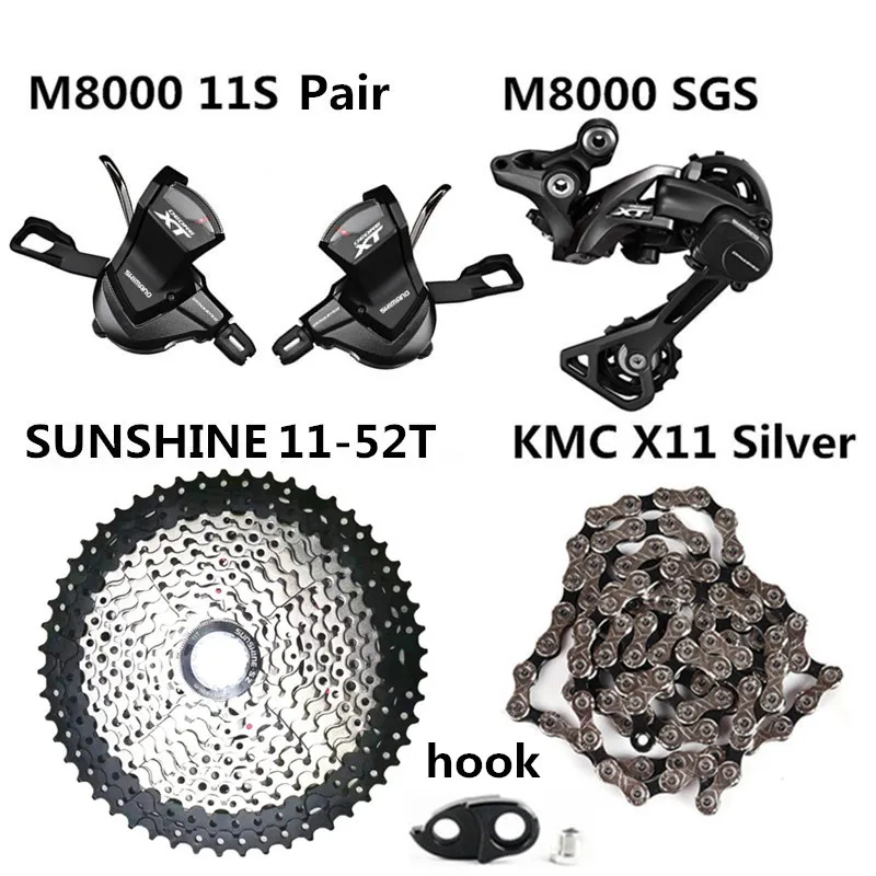 Shimano XT SL-M8000 горный велосипед 11 скоростей RD-M8000 замок после солнца 11 скоростной маховик KMC X11 скоростная цепь сменный комплект - Цвет: Pair 52T Kit