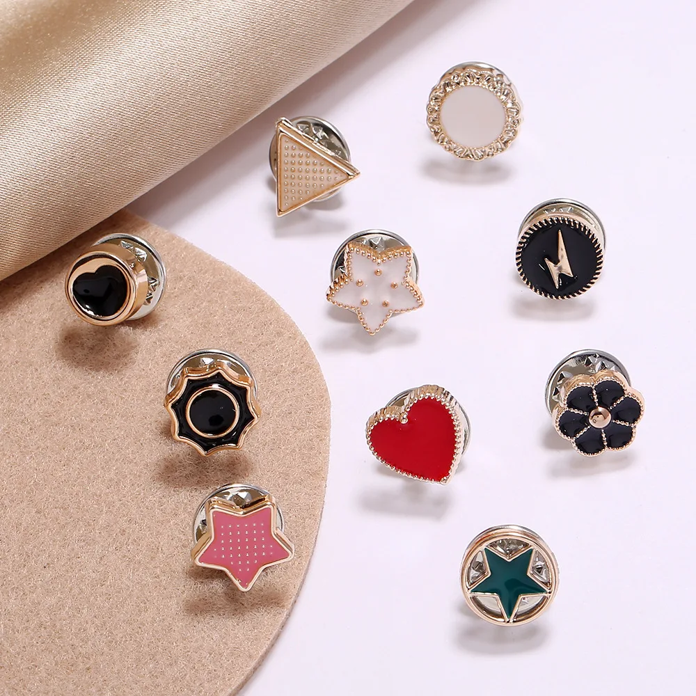 10pcs Simple Imitation Pearl Rhinestones Pin Button Brooch Set Coat Clothes Accessories Gift Prevent Exposure Brooches for Women | Украшения