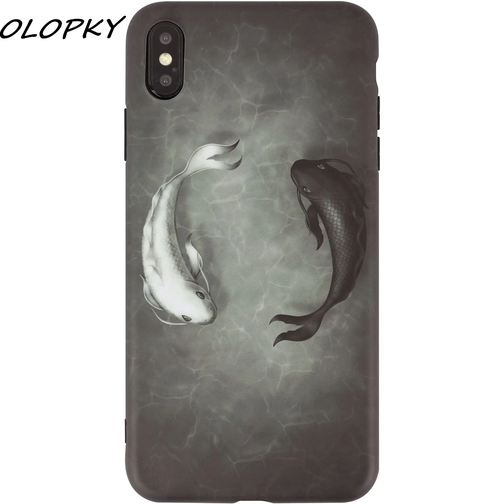 Китайский элемент в винтажном стиле кои узор Супер Мягкие ТПУ материал для iphone 11 7