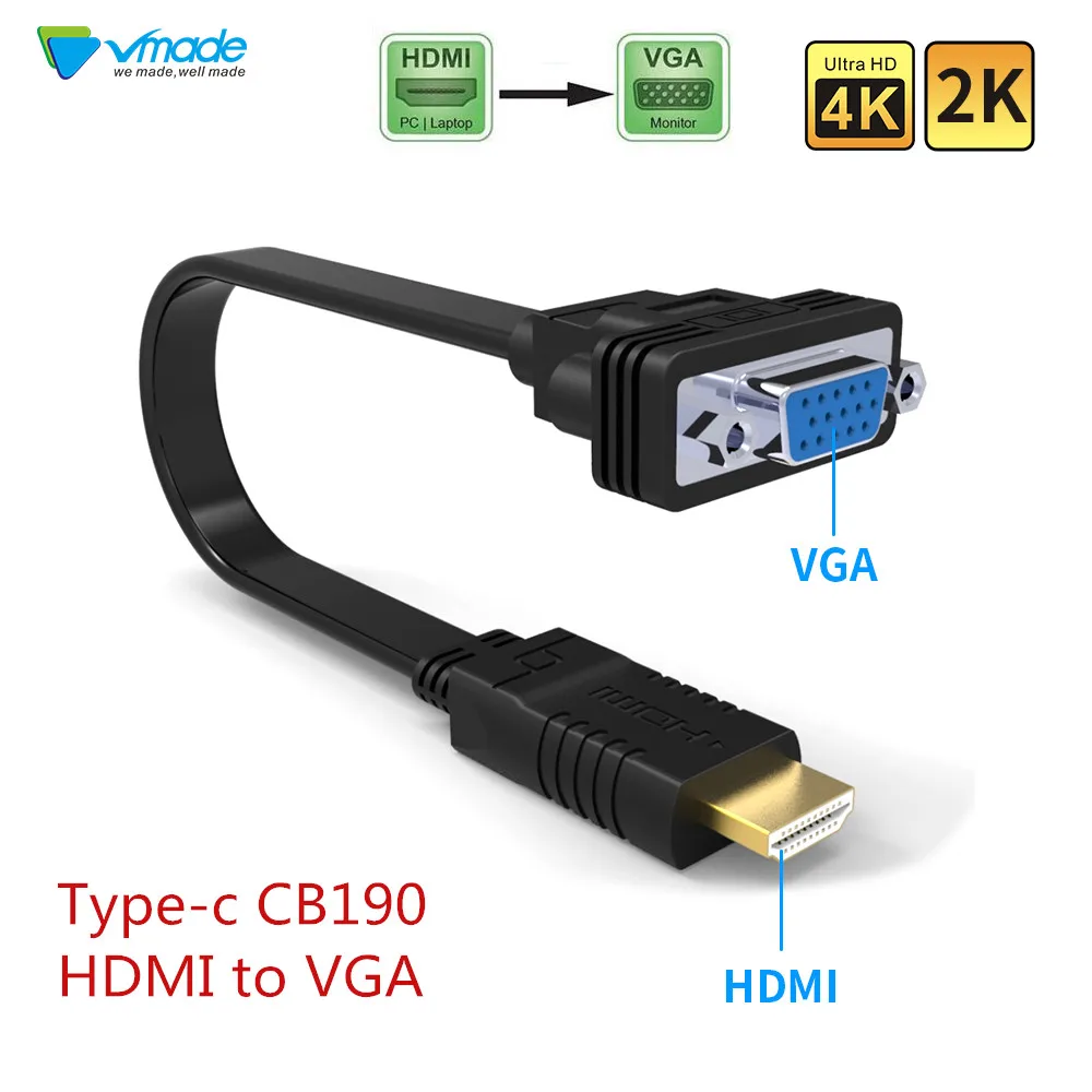 

Drop shipping HDMI to VGA Cable Converter Digital Analog HD 1080P For PC Laptop Tablet HDMI Male To VGA Famale Converter Adapter